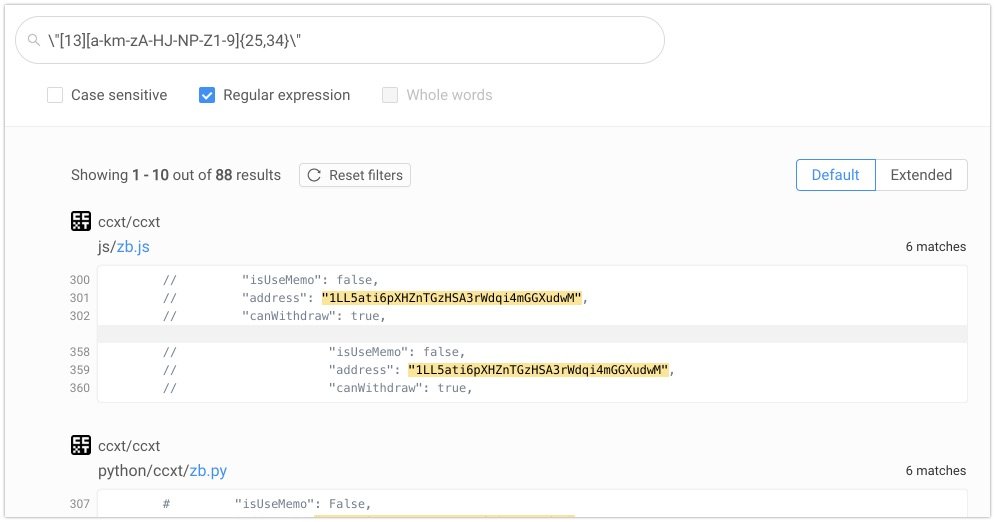 Searching for BTC addresses