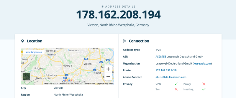 IP address for de500.nordvpn.com