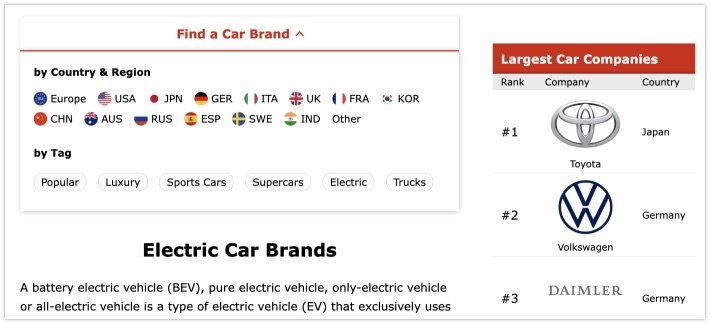 Browsing car logos
