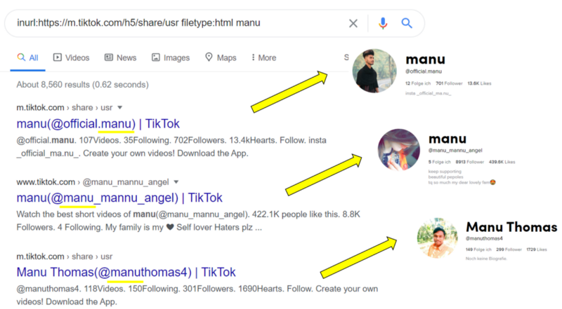 Searching for accounts with Google — Image by Bellingcat