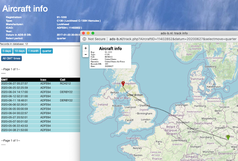 Going back in time with ADS-B.nl