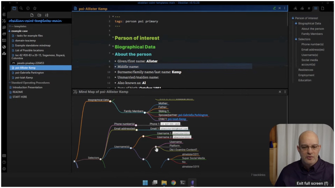 Micah going over Obsidian for OSINT