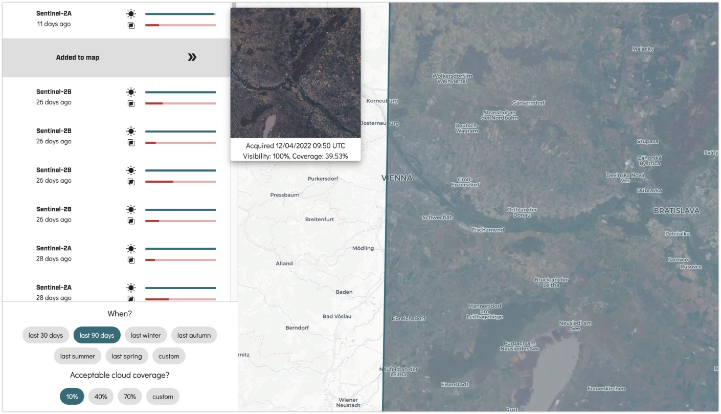 Searching and filtering free satellite imagery