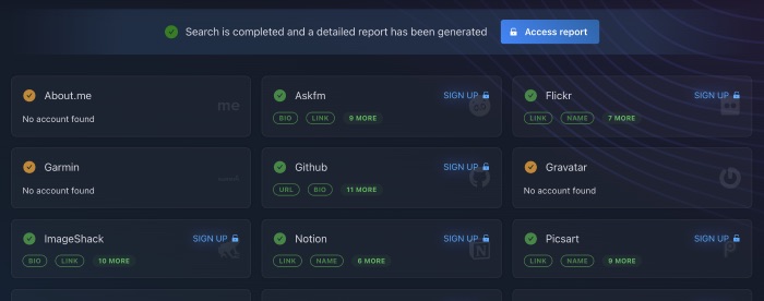 Searching user profiles via email or phone number