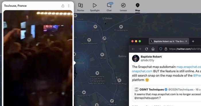 Browsing Snapchat maps Browsing Snapchat maps
