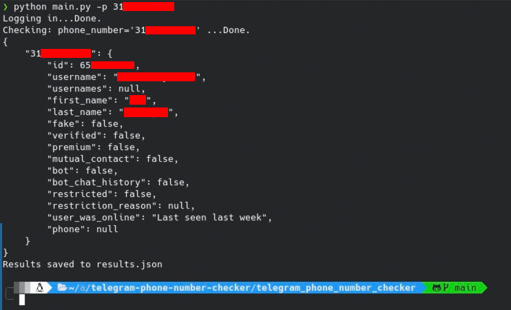 Finding Telegram information from a phone number
