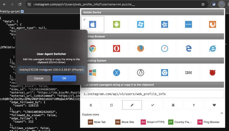 Setting a specific User-Agent for a URL Setting a specific User-Agent for a URL