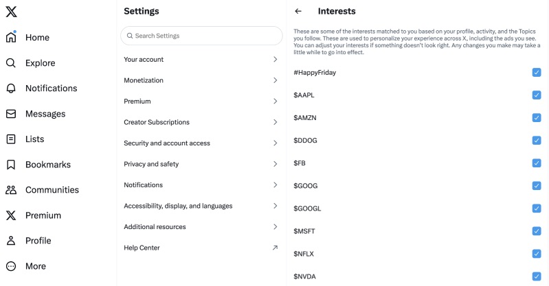 Loads of crappy interests forced upon you by Twitter