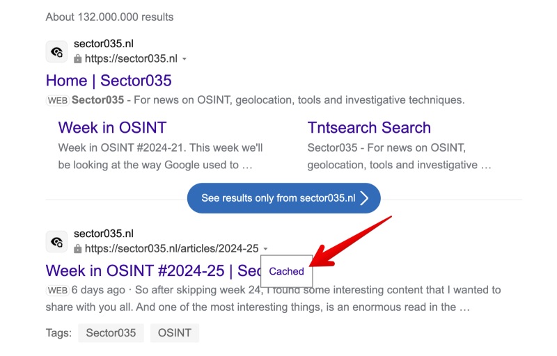 Results within Bing cache, also working for Tweets!