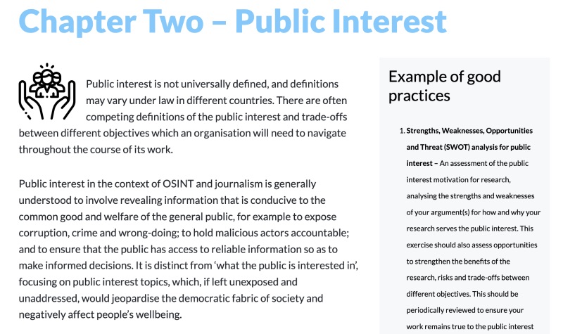 Snippet of the guidelines