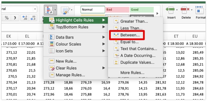 Conditional formatting in Excel